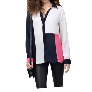 Multi Color button down chiffon shirt